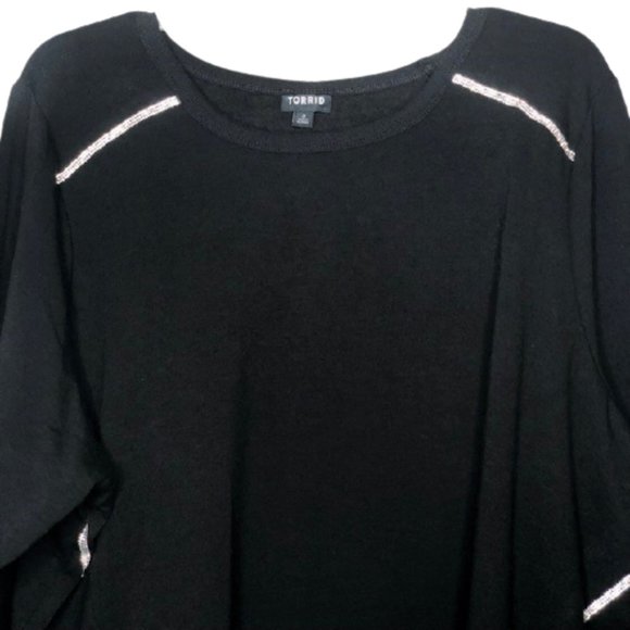 Torrid Fleece Sweatshirt w/Rhinestones - Black - 3 - Picture 5 of 12